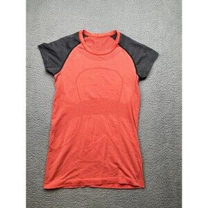Lululemon Swiftly tech salmon and gray capped sleeve sz 8